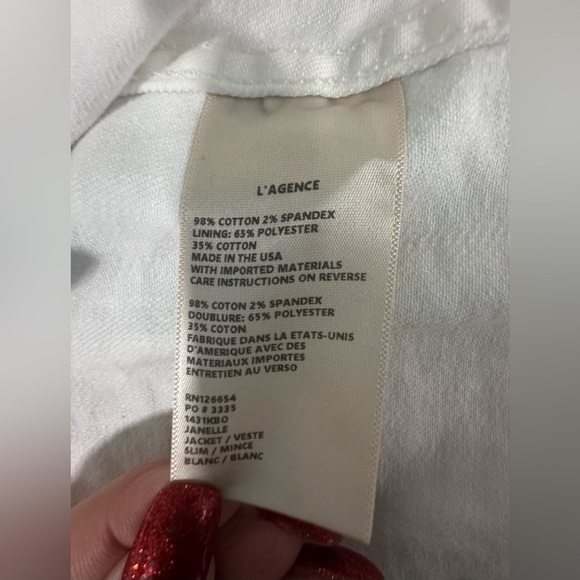 L'AGENCE $335 Janelle Denim Jean Jacket Raw Edge Blanc White - Picture 13 of 13